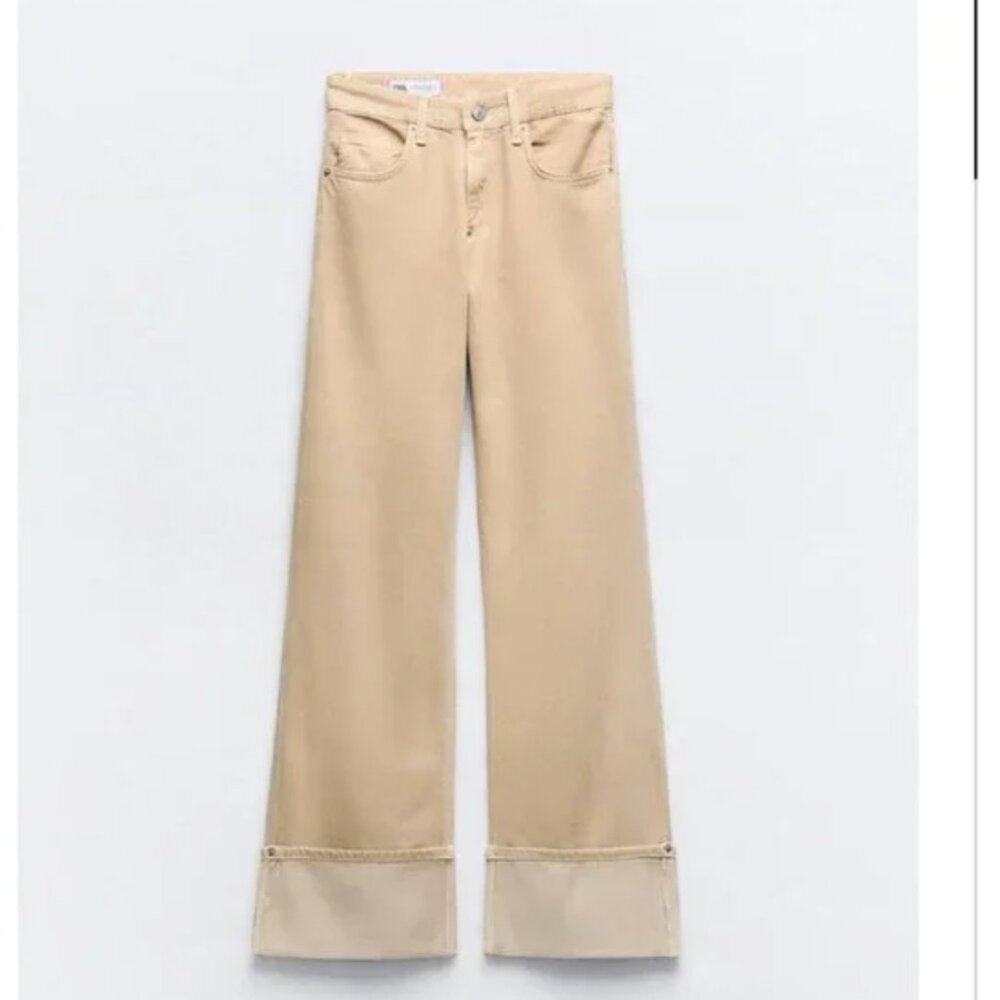 Zara Tan Flare & Wide Leg Jeans